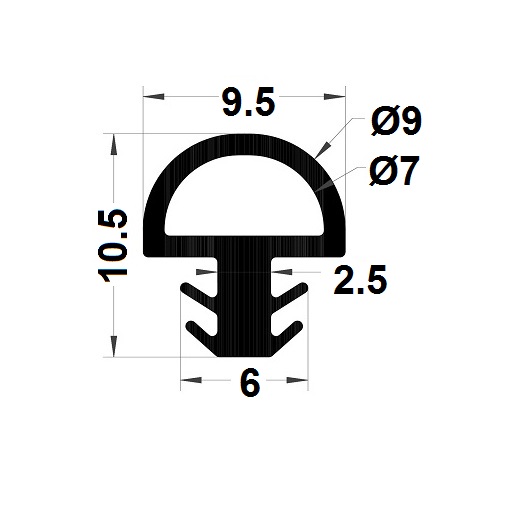 Hollow profile - 10,50x9,50 mm