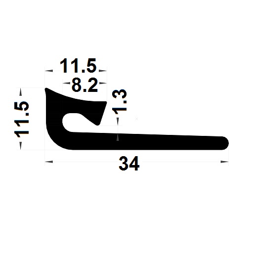 Veranda & conservatory gasket - 34x11,50 mm