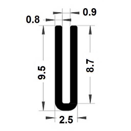 Round U Profile - 9,50x2,50 mm