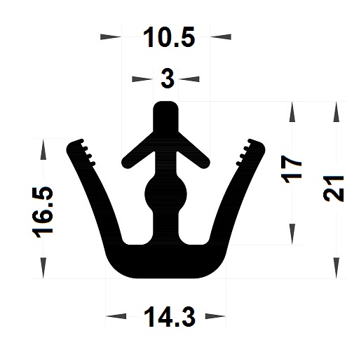 Veranda & conservatory gasket - 21x14,30 mm