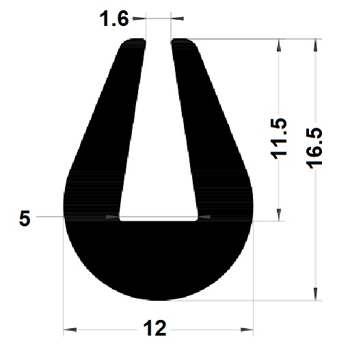Round U Profile - 16,50x12 mm