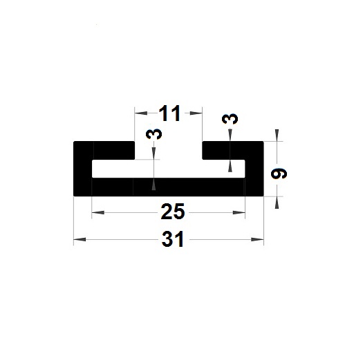 Edge covers profile - 9x31 mm