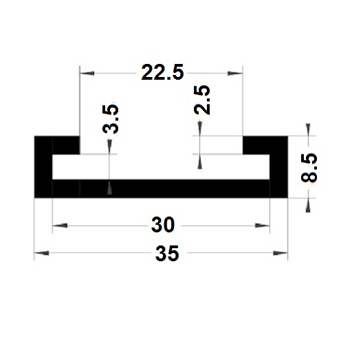 Edge covers profile - 8,50x35 mm