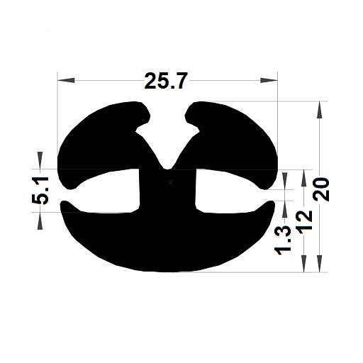 Windscreen seal - 20x25,70 mm