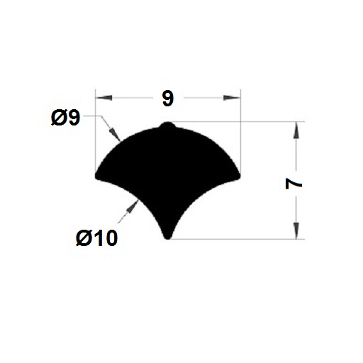 Windscreen seal - 7x9 mm