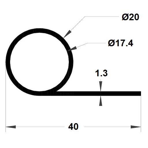 P Profile - 20x40 mm