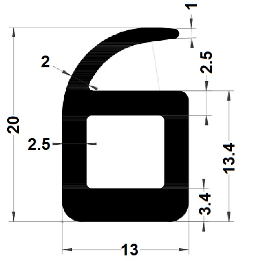 Profilé en E - 20x13 mm