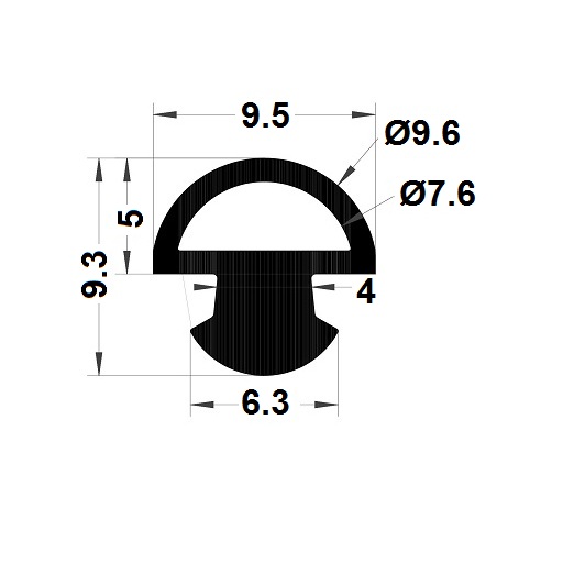 Hollow profile - 9,30x9,50 mm