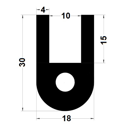 Hollow U Profile - 30x18 mm