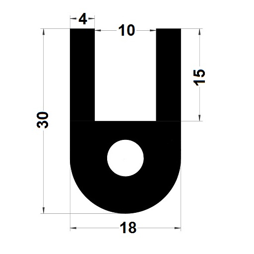 Profilé en U tubulaire - 30x18 mm