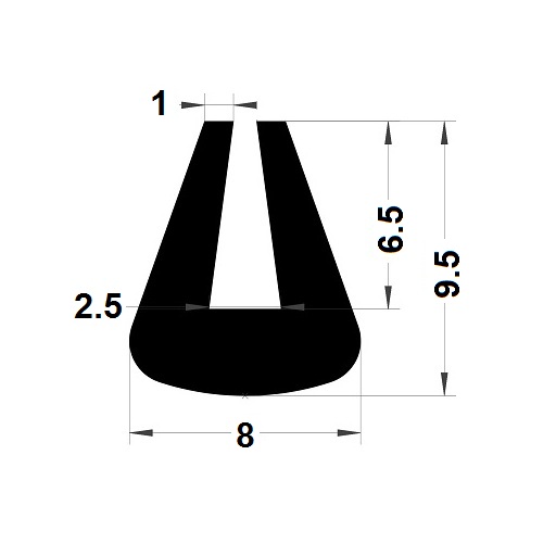 Profilé en U arrondi - 9,50x8 mm