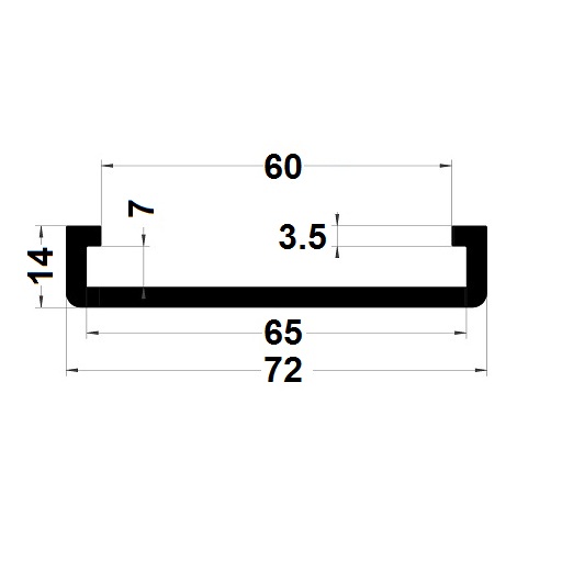 Profilé couvre-tôle - 14x72 mm