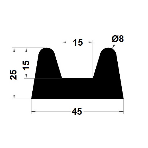 Bumper profile - 25x45 mm