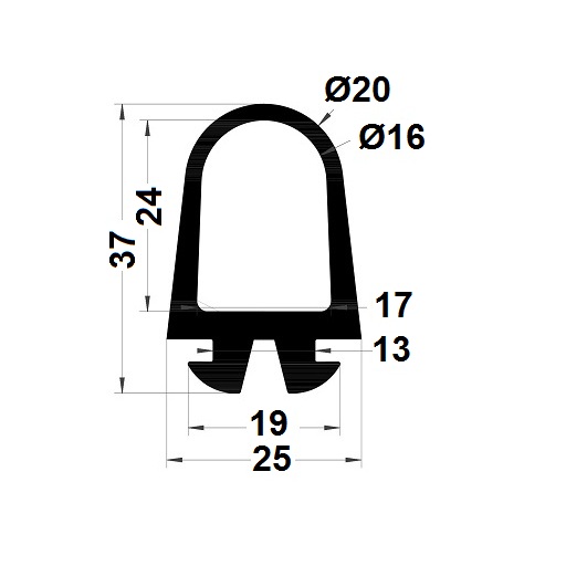 Hollow profile - 37x20 mm