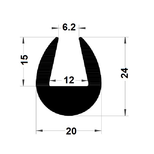 Round U Profile - 24x20 mm