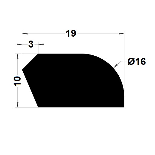 Trapoid profile - 10x19 mm