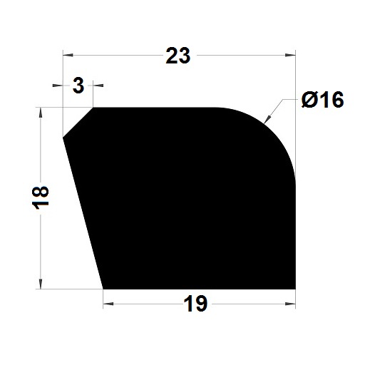 Trapoid profile - 18x19 mm