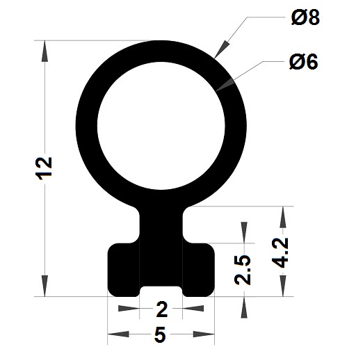 Hollow profile - 12x8 mm