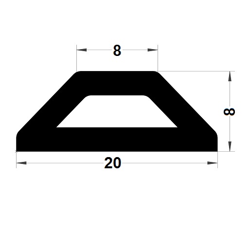 Bumper profile - 8x20 mm