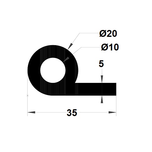 P Profile - 20x35 mm