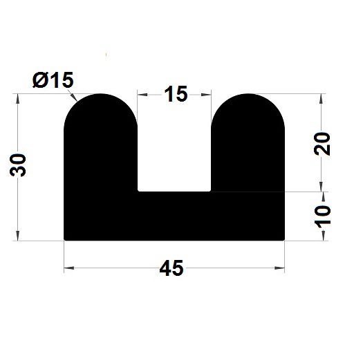 Bumper profile - 30x45 mm