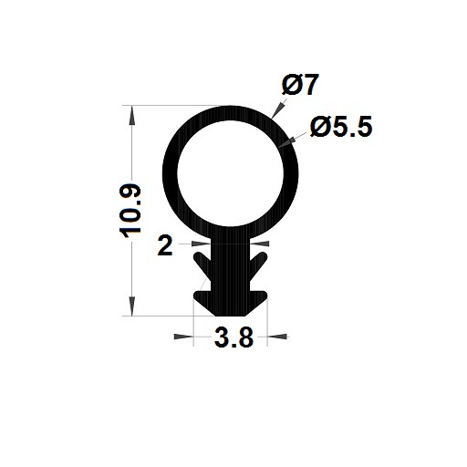 Hollow profile - 10,90x7 mm