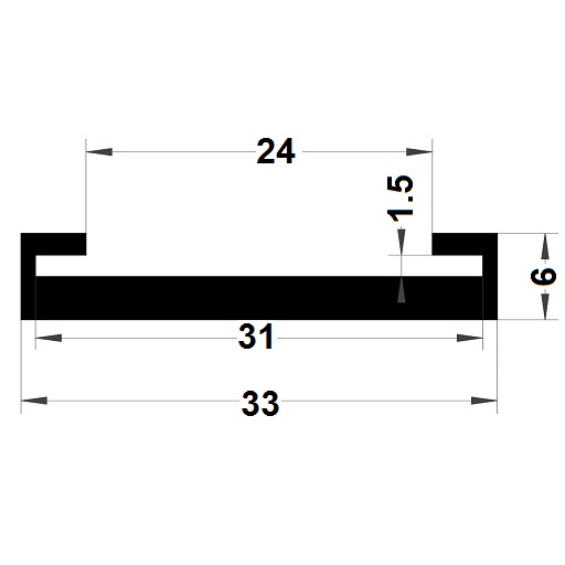 Edge covers profile - 6x33 mm