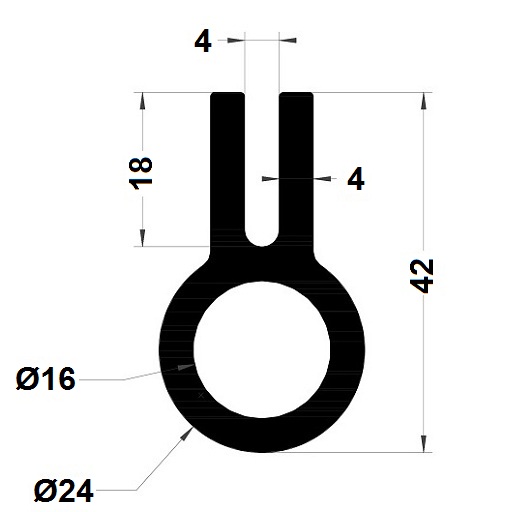 Profilé en U tubulaire - 42x24 mm