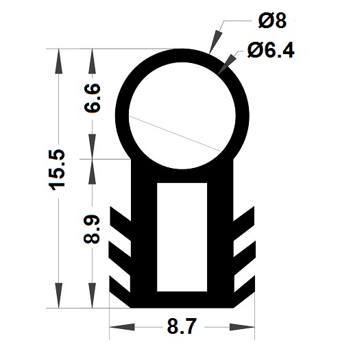 Hollow profile - 15,50x8 mm