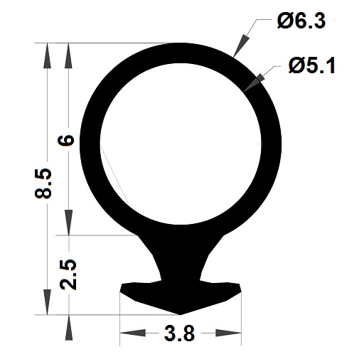 Hollow profile - 8,50x6,30 mm