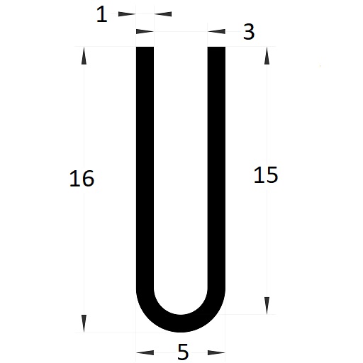 Profilé en U arrondi - 16x5 mm