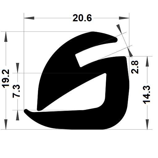 Windscreen seal - 19,20x20,60 mm