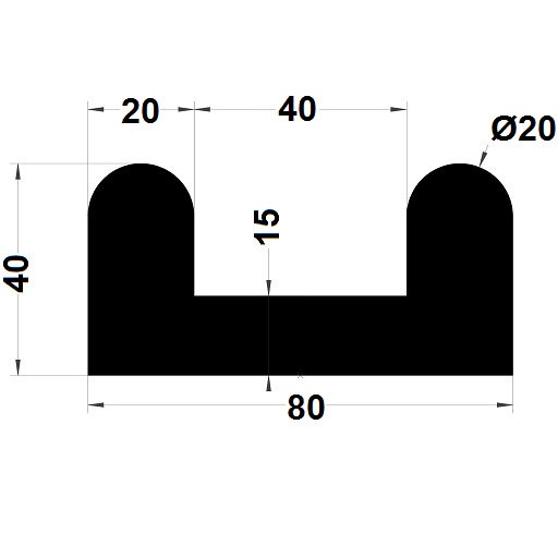 Bumper profile - 40x80 mm