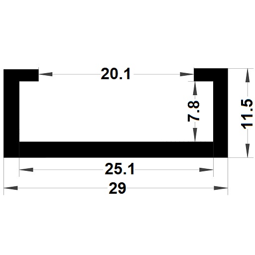 Profilé couvre-tôle - 11,50x29 mm