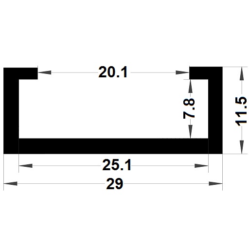 Edge covers profile - 11,50x29 mm