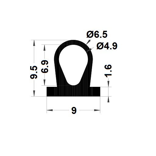 Hollow profile - 9,50x6,50 mm