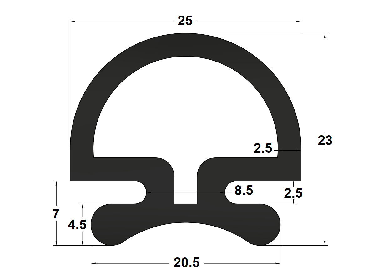 Hollow profile - 23x25 mm