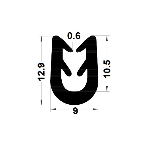 Self-seizing round U profile - 12,90x9 mm