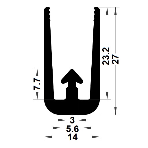 Veranda & conservatory gasket - 27x14 mm