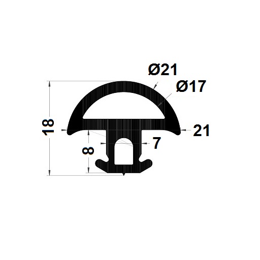 Hollow profile - 18x21 mm