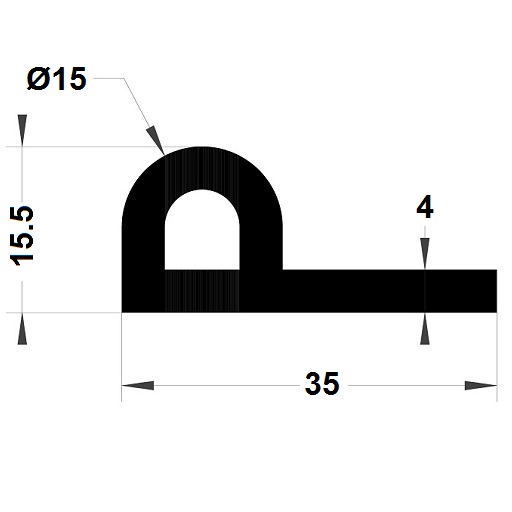 P Profile - 15,50x35 mm