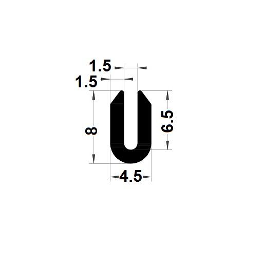 Profilé en U arrondi - 8x4,50 mm
