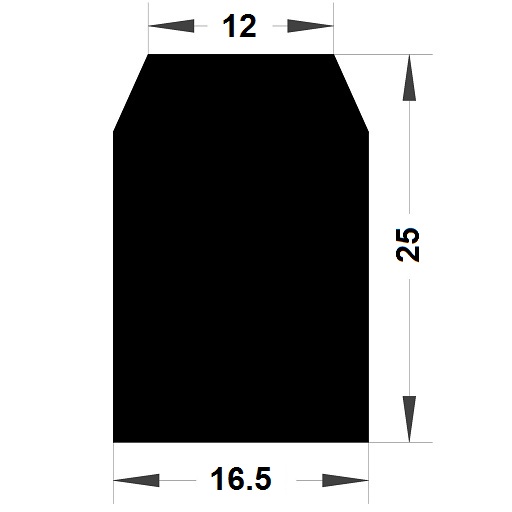 Trapoid profile - 25x16,5 mm