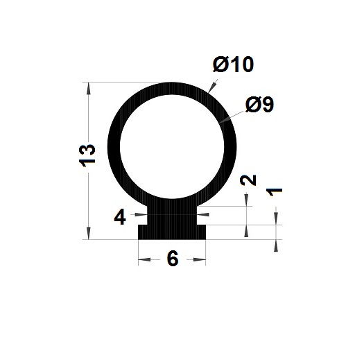 Hollow profile - 13x10 mm