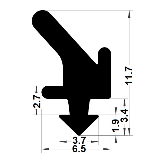 Carpentry gasket - 11,70x6,50 mm