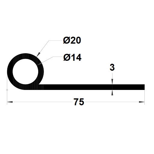 P Profile - 20x75 mm