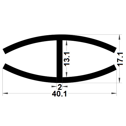 H profile - 17,10x40,10 mm