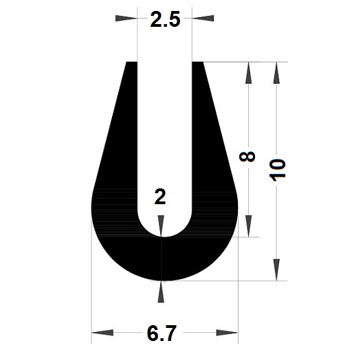 Profilé en U arrondi - 10x6,70 mm