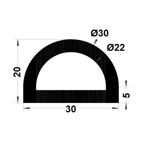 Bumper profile - 20x30 mm