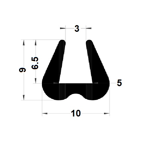 Profilé en U arrondi - 10x9 mm